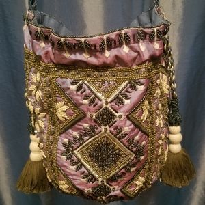 NWT Anthropologie Beaded Purse with Tassels